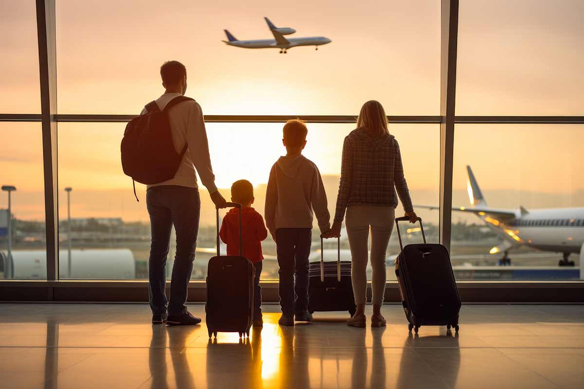 famiglia in aeroporto