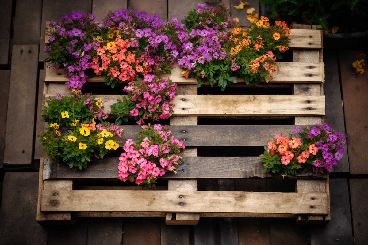 Fioriera per giardino con pallet