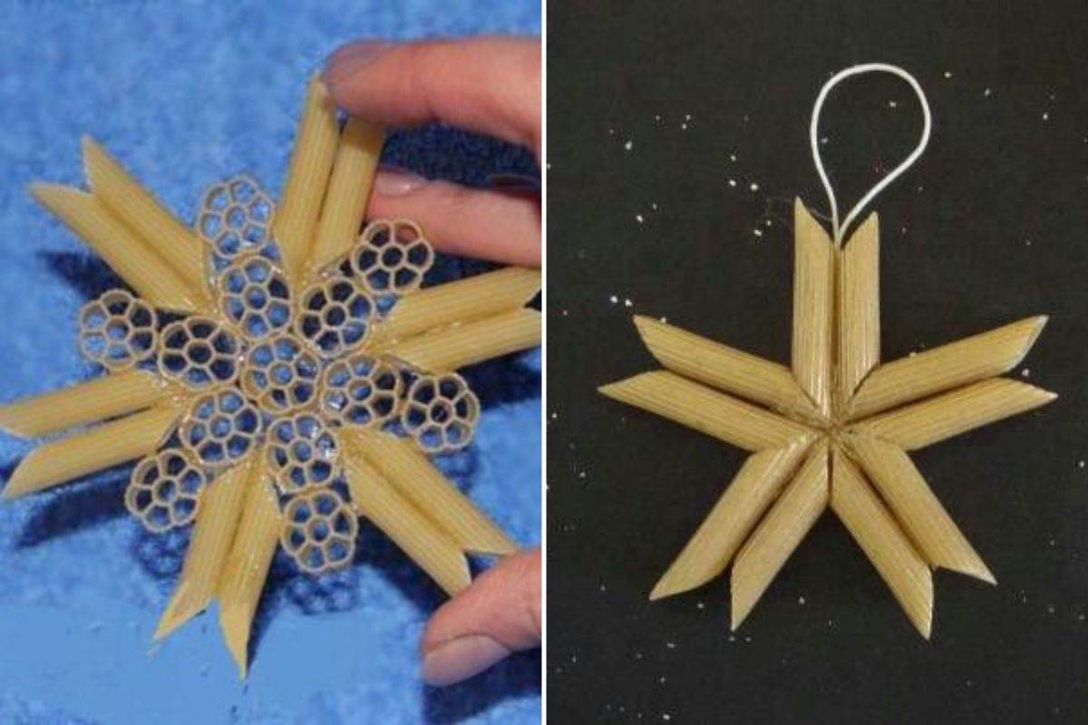 crea fiocchi di neve con la pasta cruda