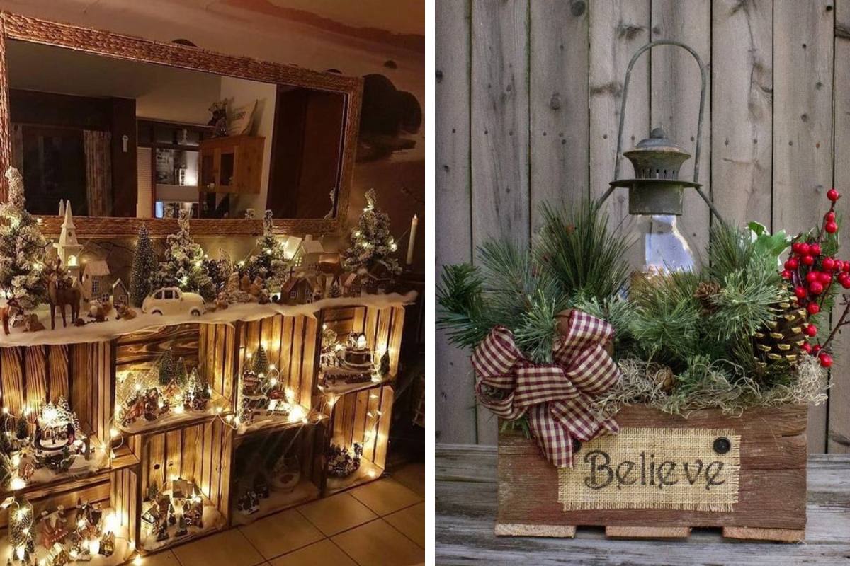 Cassete di legno a Natale