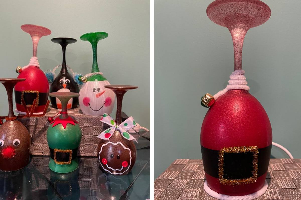 Decorazioni di natale con bicchieri spaiati