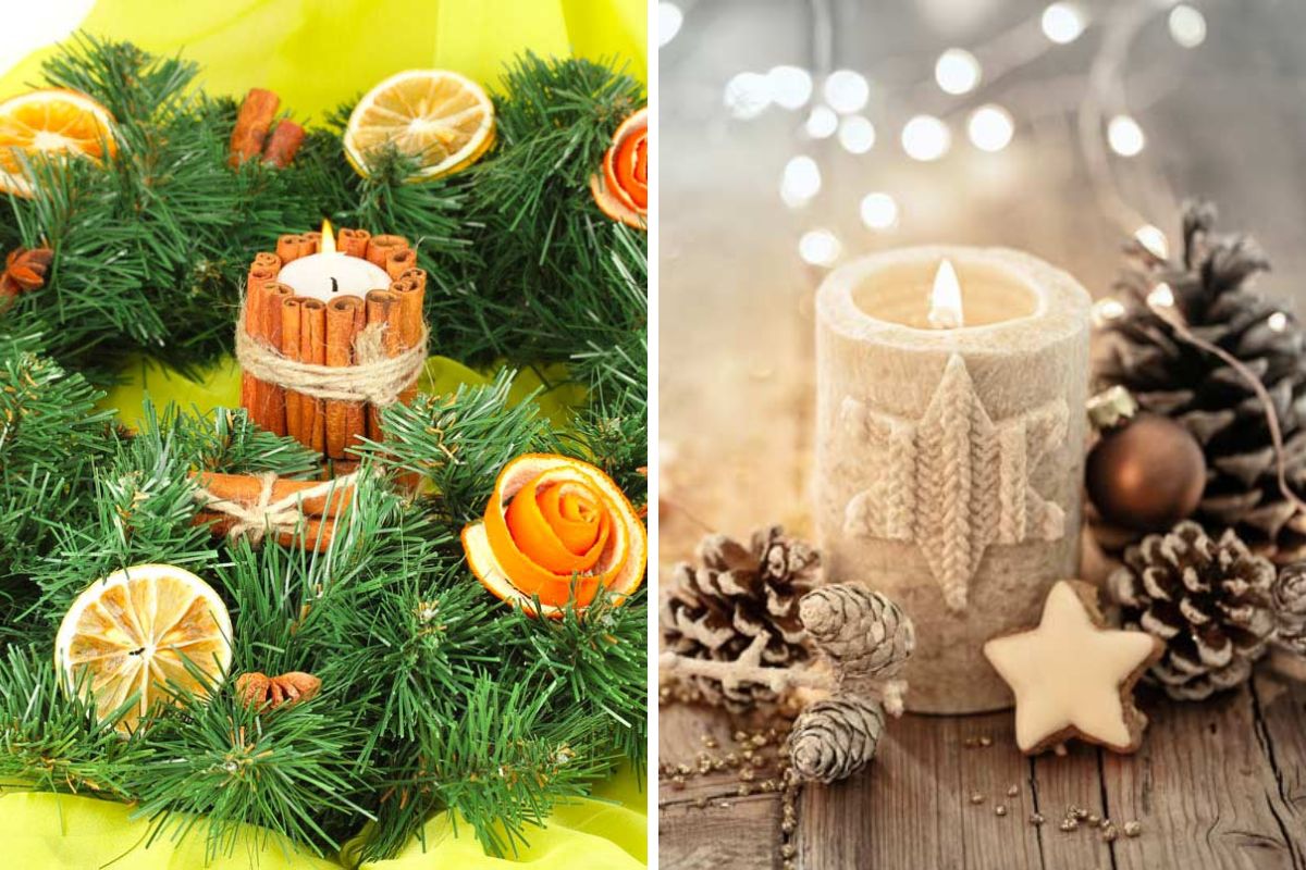 centrotavola di Natale con elementi naturali