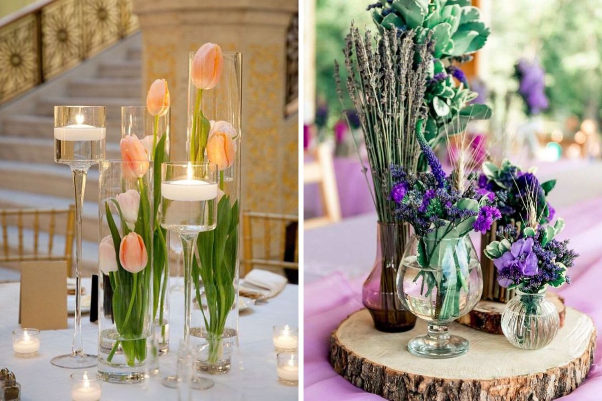 Centrotavola fai da te con fiori e candele