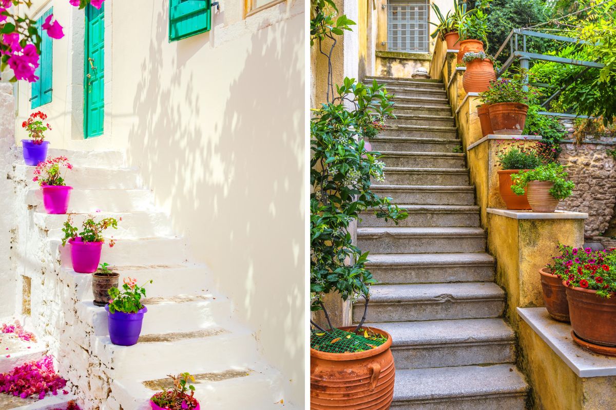 Esterno delle scale con fiori