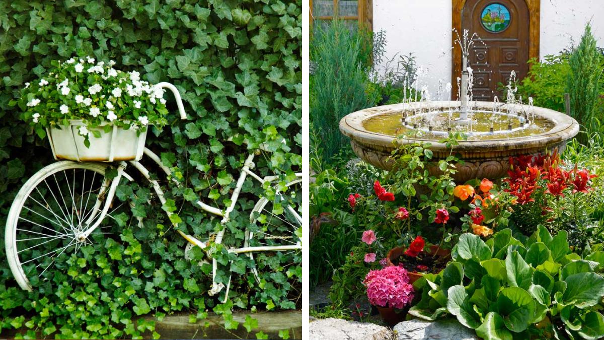 Elementi shabby pe un giardino incantevole