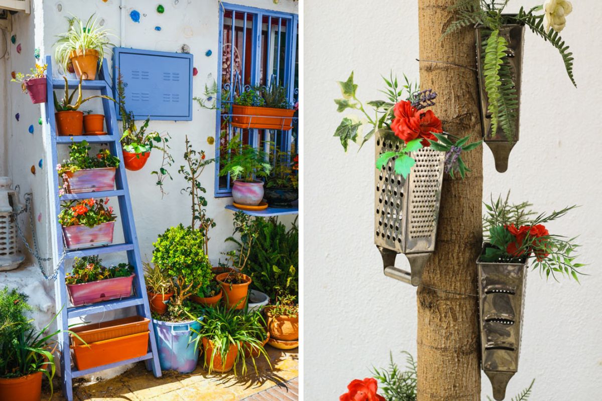 Giardino verticale con materiali di recupero