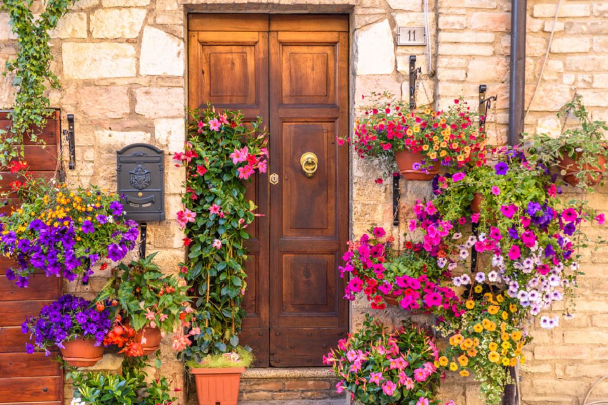 Idee per l'ingresso con fiori