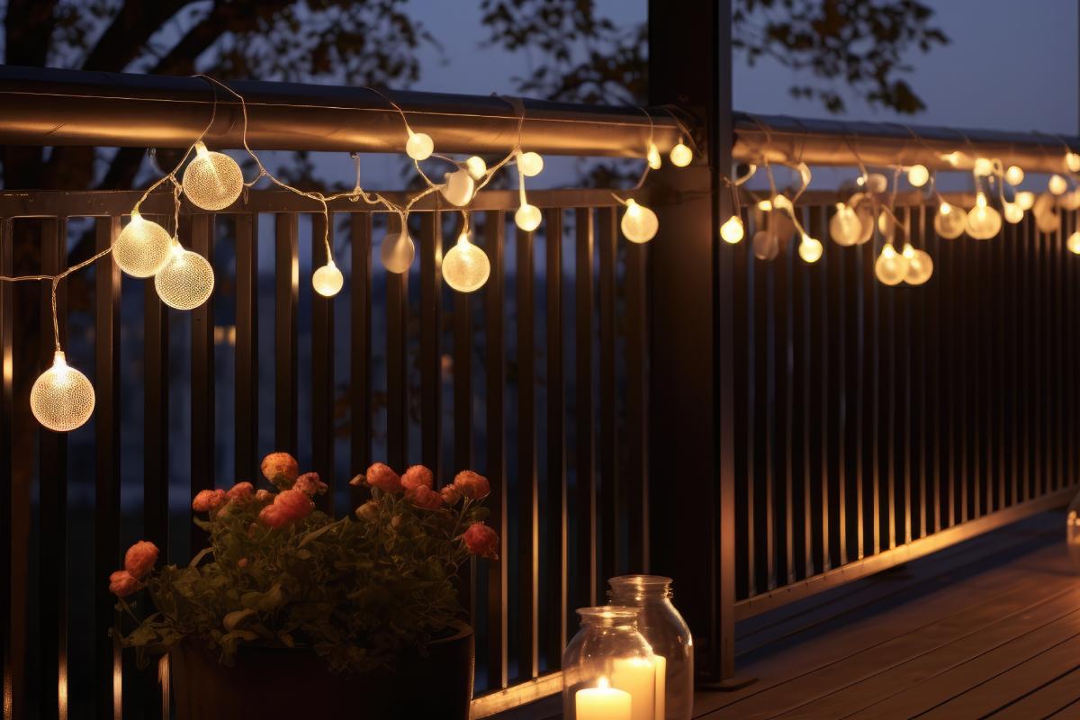 Il balcone illuminato senza prese
