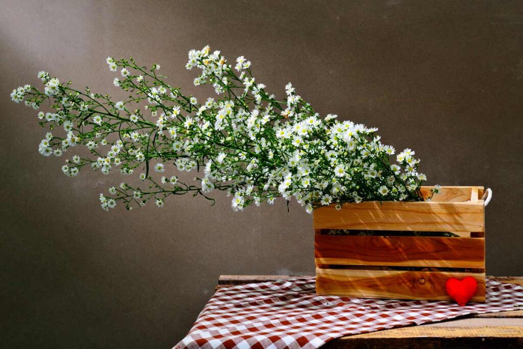 centrotavola con cassetta di legno