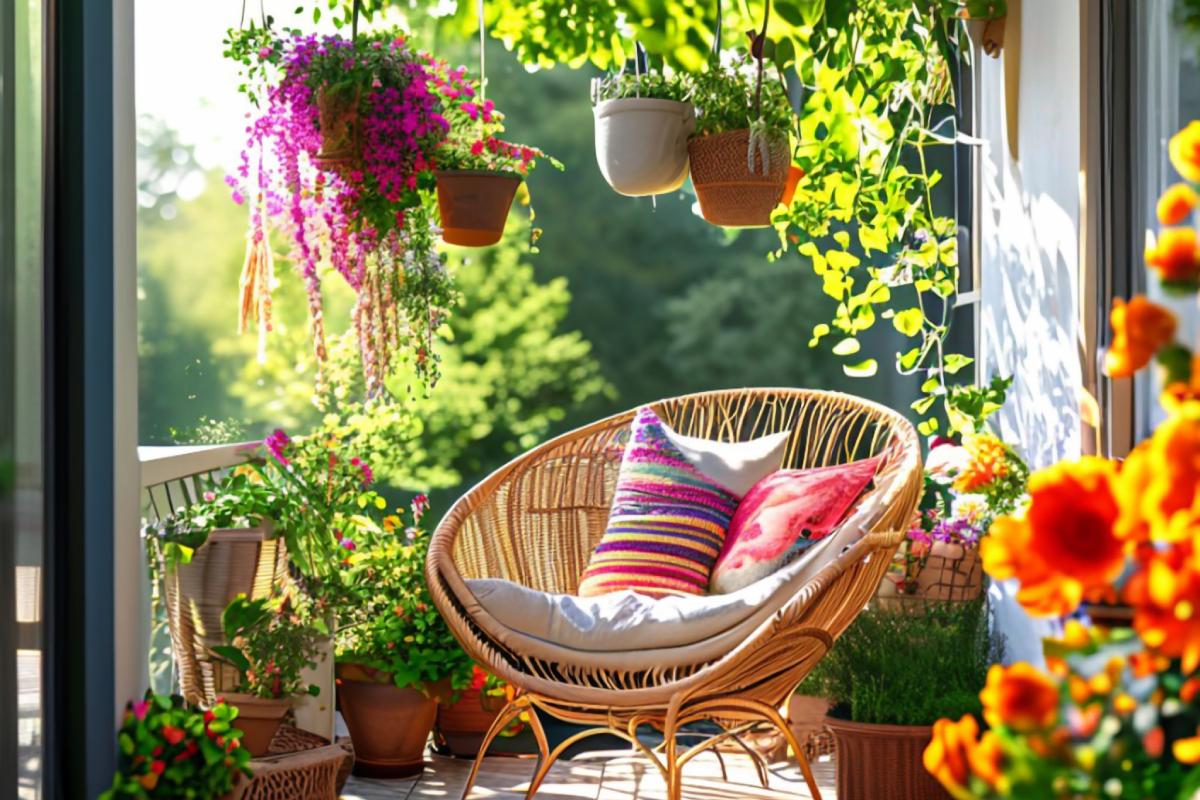 Vasi sospesi in balcone con piante poco esigenti