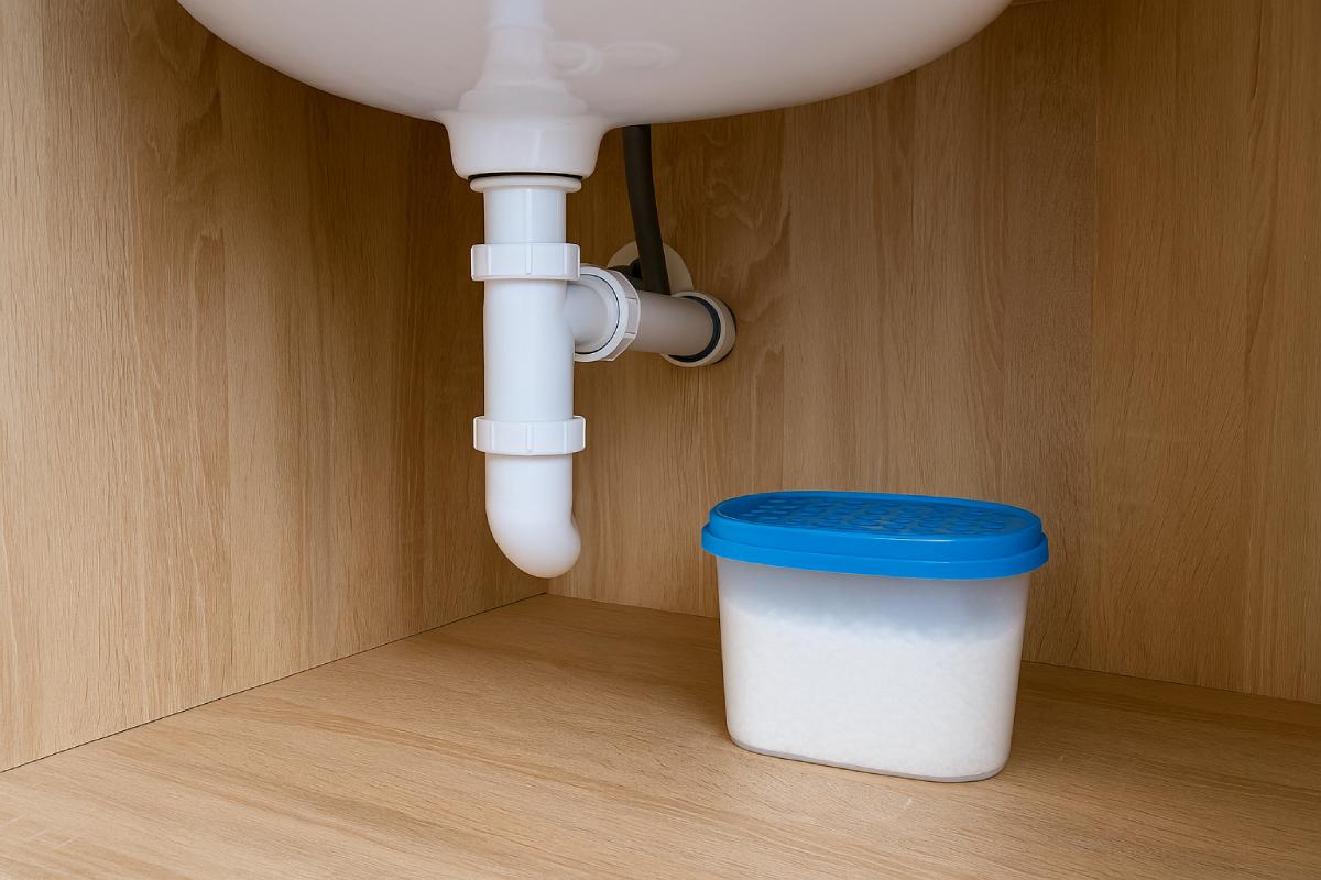 Il barattolo anti condensa sotto il lavabo