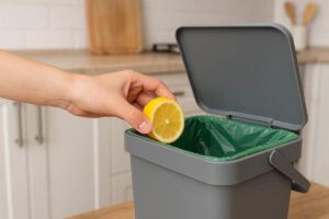 Il limone contro i moscerini nella pattumiera di casa