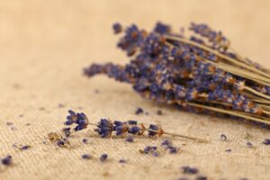 Parete profumata con legno, lavanda e corda