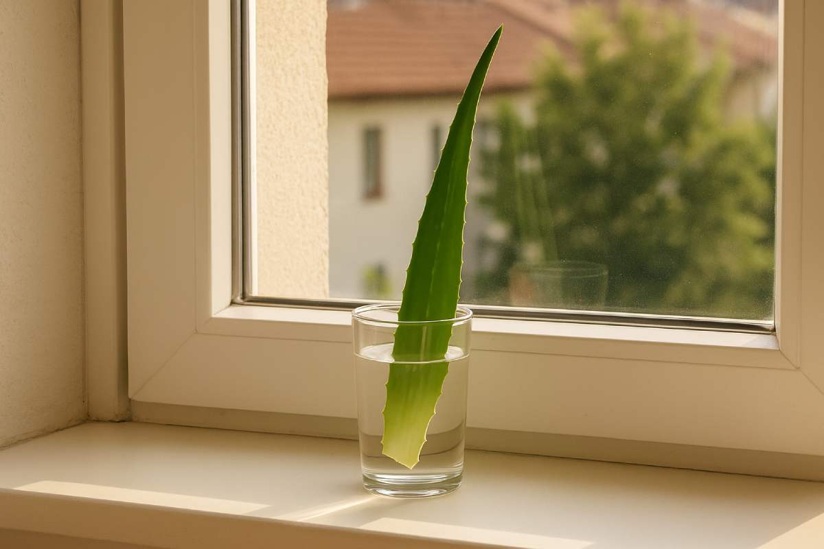 La talea dell'aloe vera fatta con l'acqua