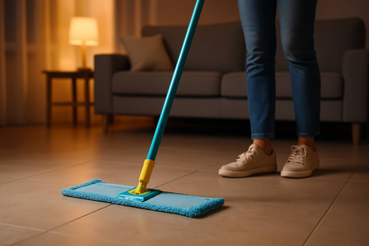 Lavare le piastrelle di sera senza che si formino aloni