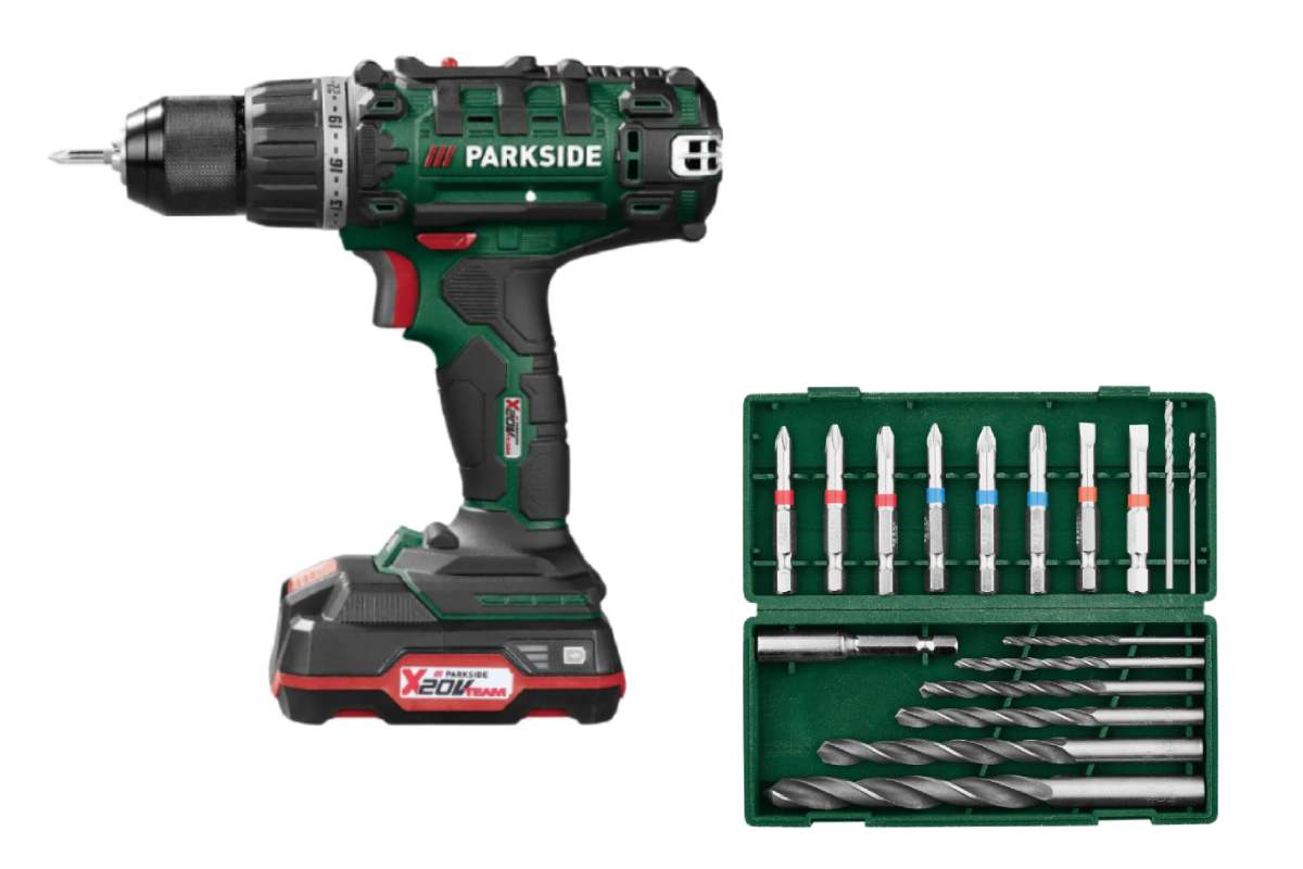 I offerta da Lidl il trapano Parkside e gli accessori