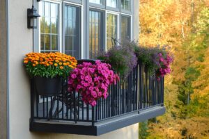 Fiori autunnali sul balcone