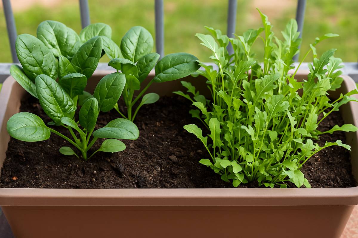 Seminare spinaci e rucola in balcone