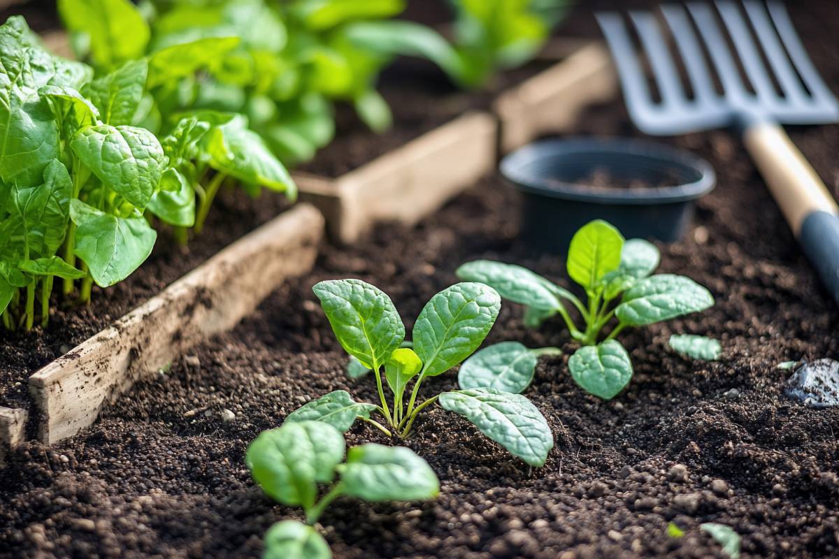 Spinaci in orto d'autunno