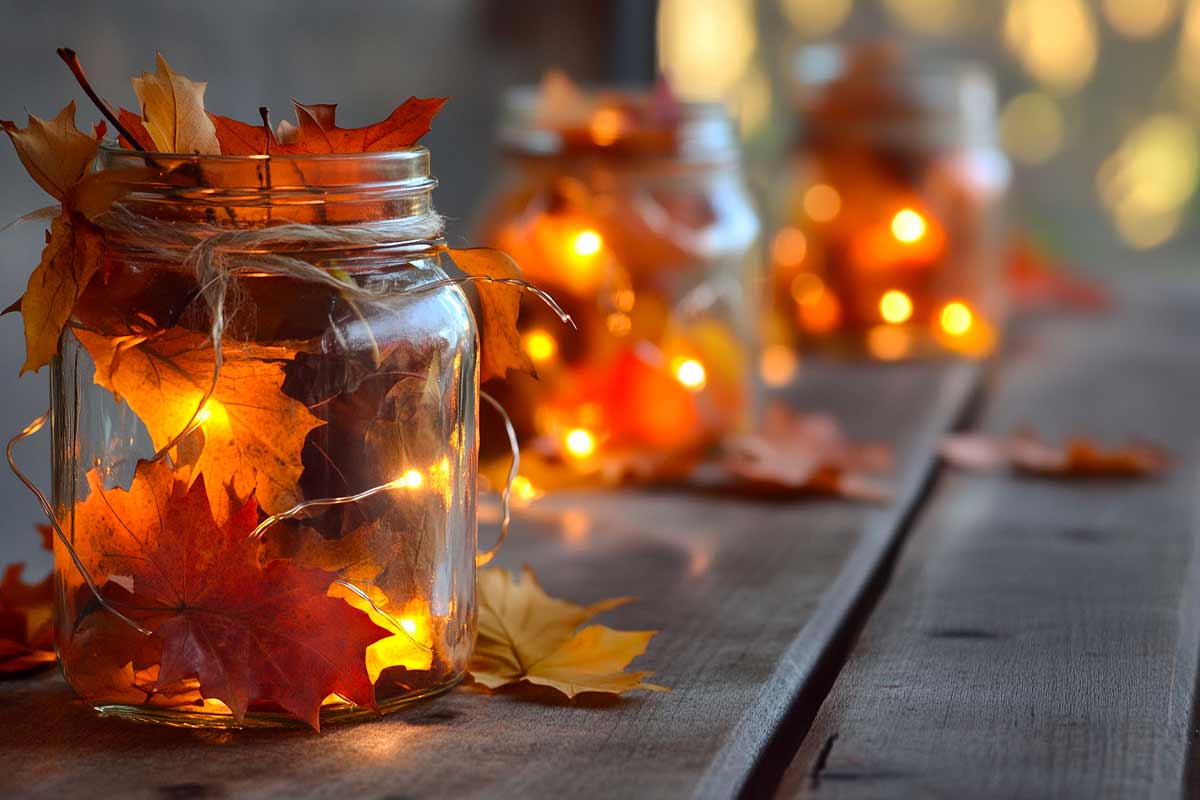 barattolo d'autunno luminoso fai da te