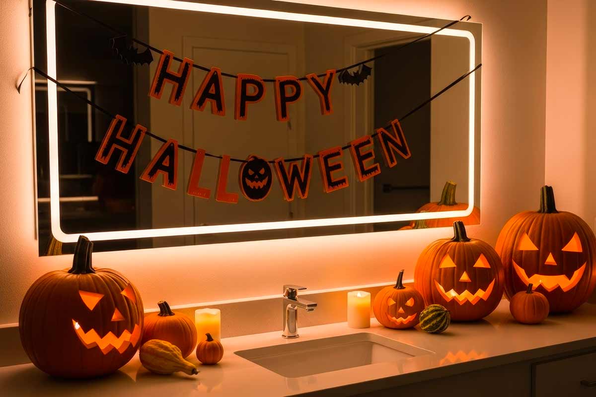 Decorazione di Halloween nel bagno di casa