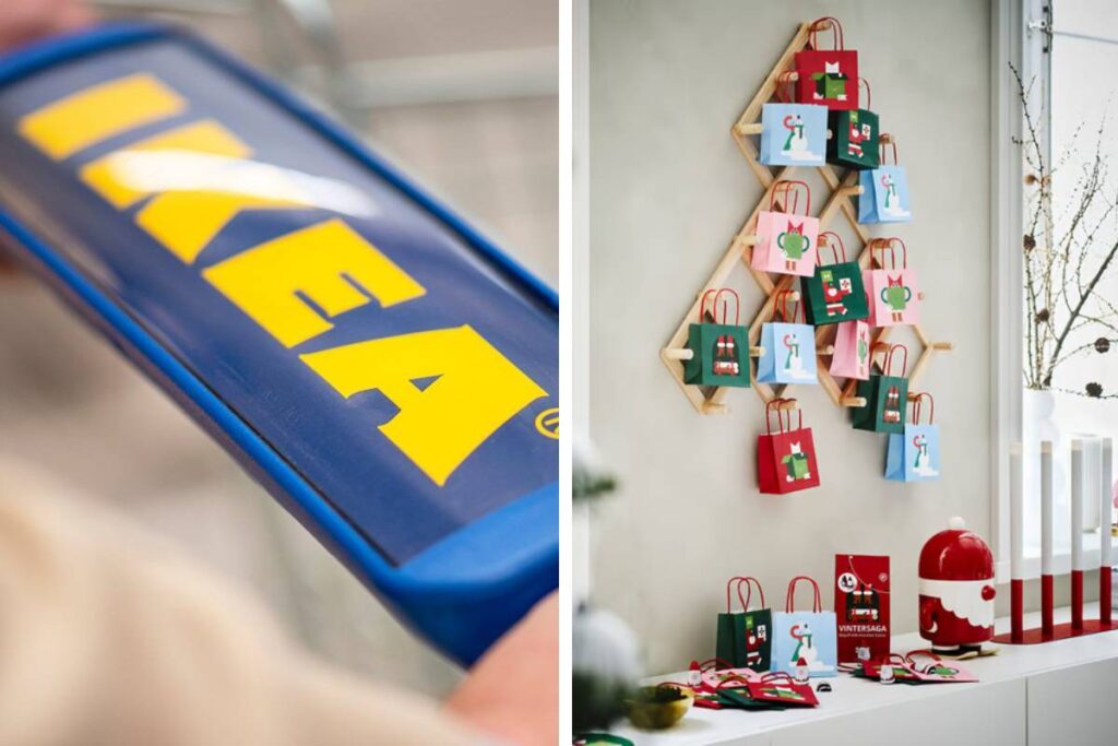 Albero di Natale VINTERFINT in legno, da parete, con 24 ganci