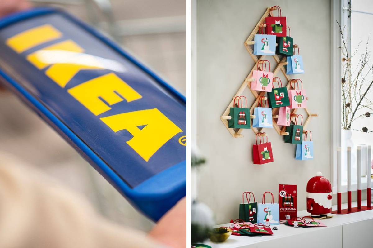 Albero di Natale VINTERFINT in legno, da parete, con 24 ganci