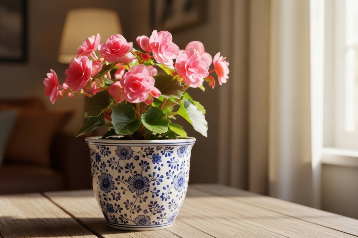 Begonia rosa alla finestra