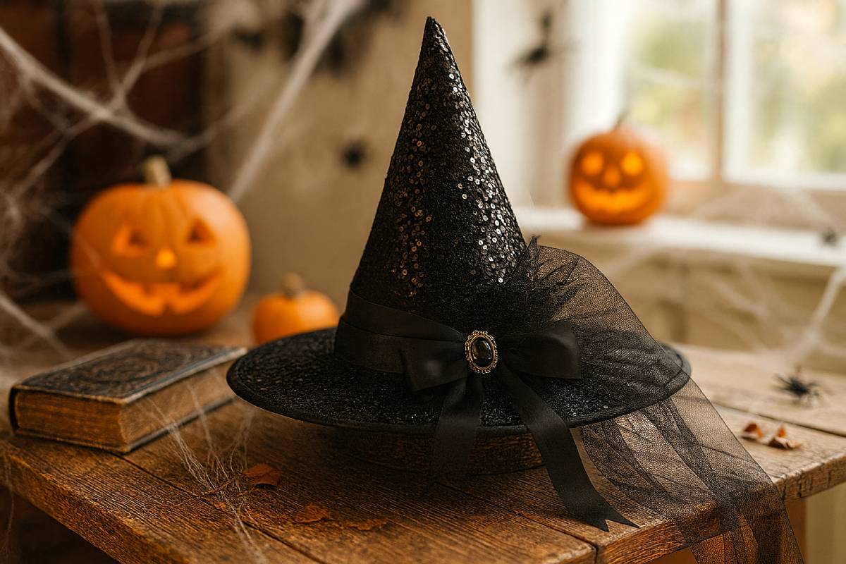 Cappello da strega in poco temo, in stanza a tema Halloween