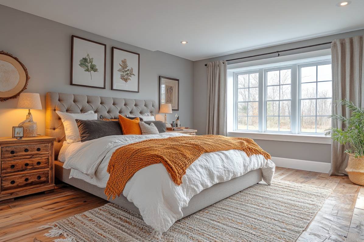 Camera da letto con tessuti e ispirazioni autunnali