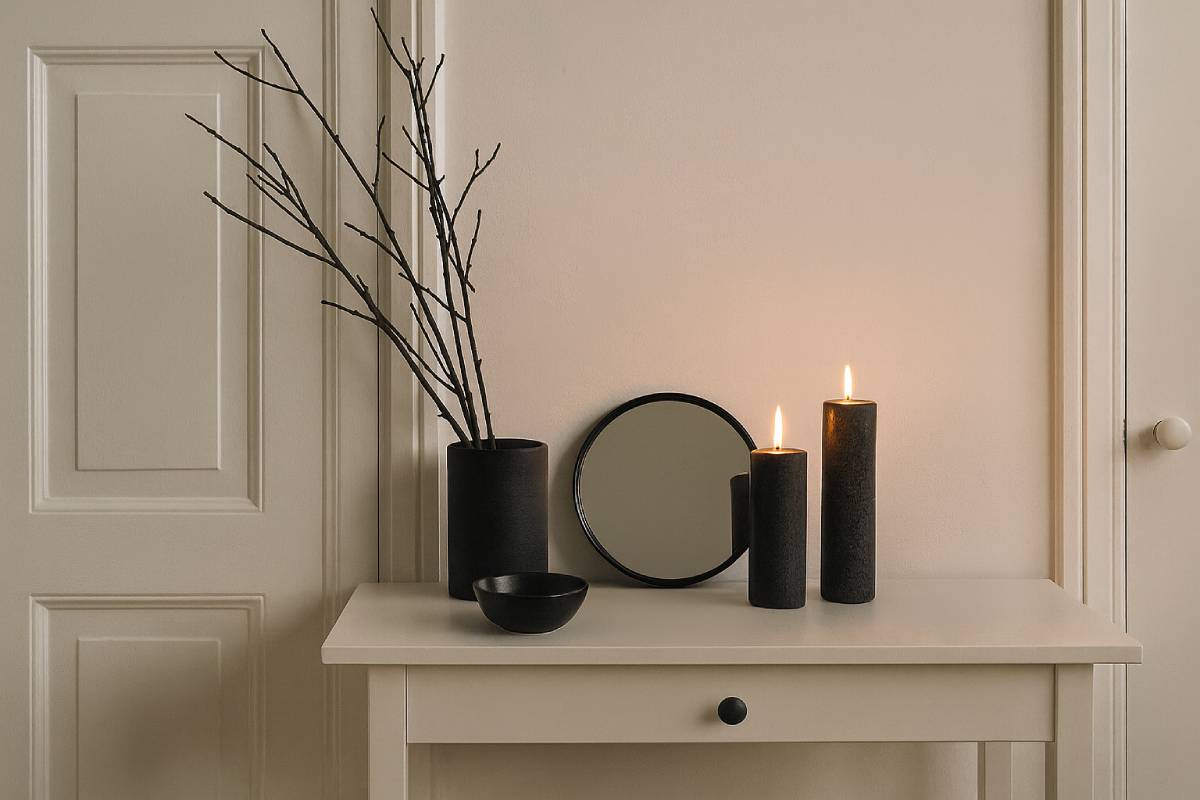 Ingresso con decorazioni minimal per Halloween