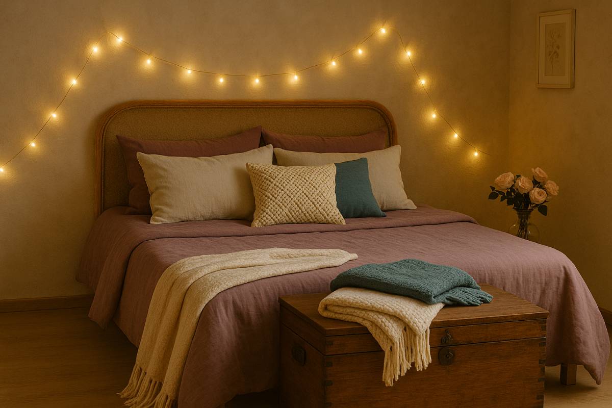 La camera da letto boho autunnale