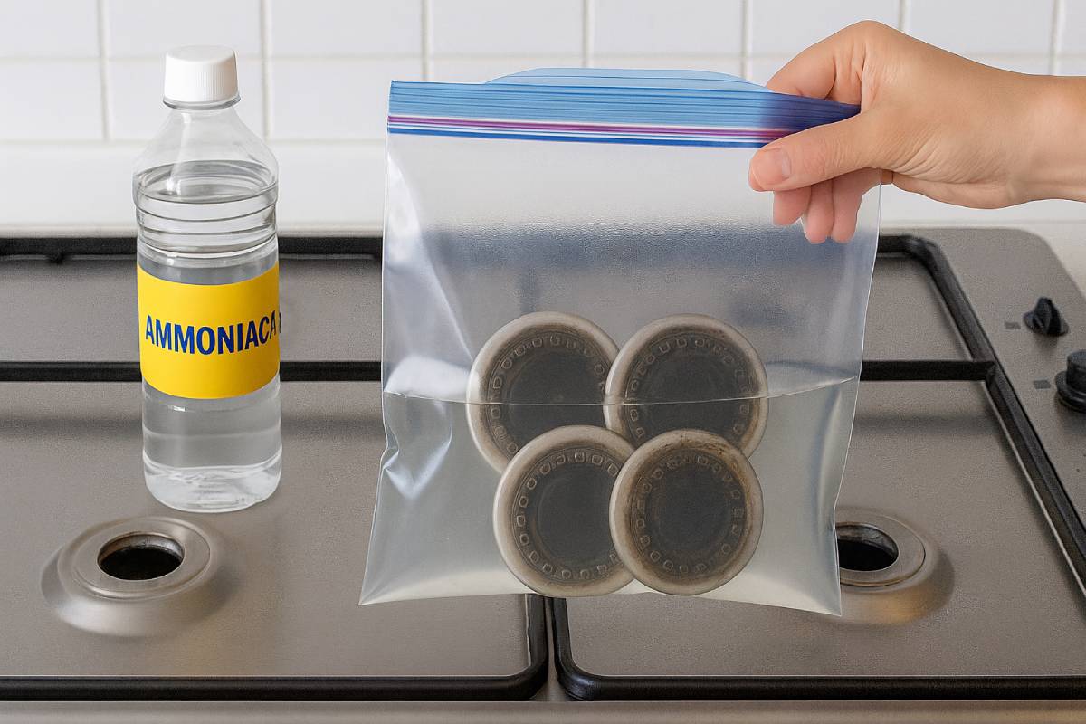 Bruciatori in busta di plastica con ammoniaca