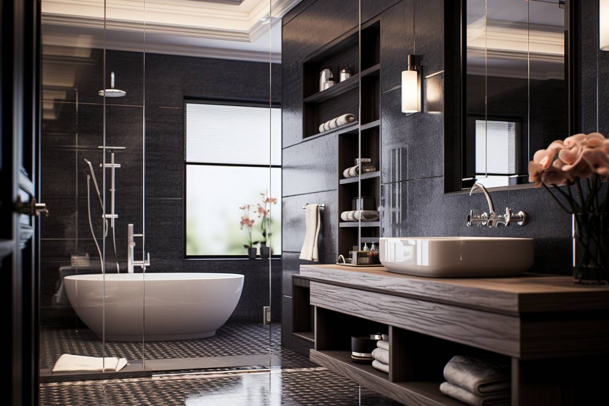 Bagno effetto legno scuro