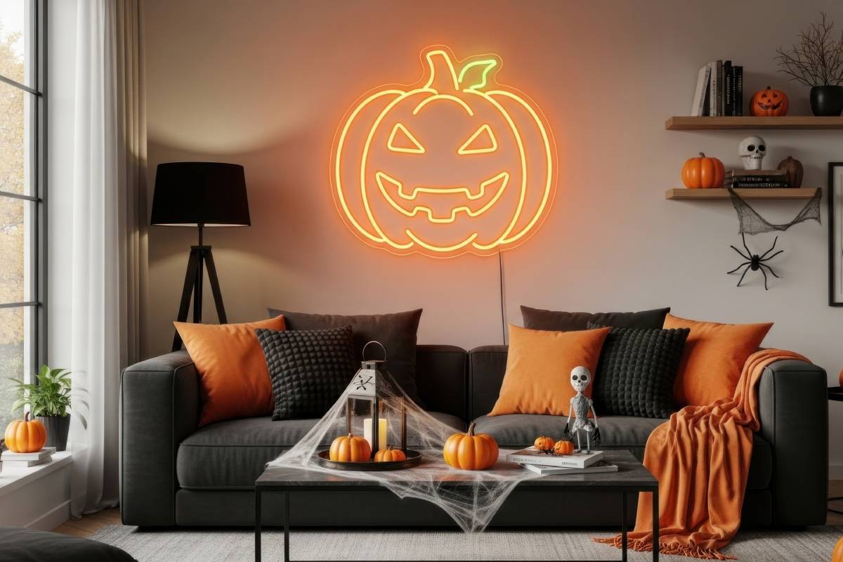 Zucche, pipistrelli e oggetti horror in salotto per Halloween