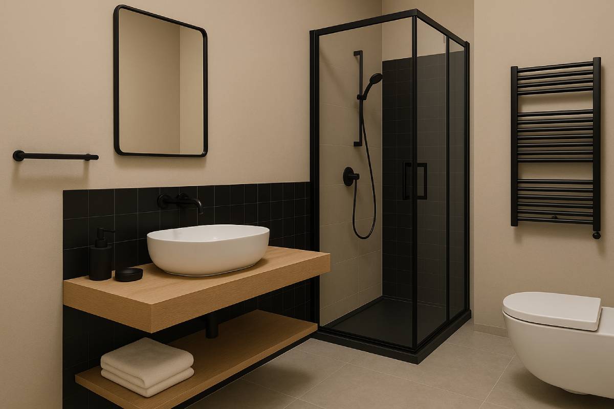 Bagno con tocchi neri