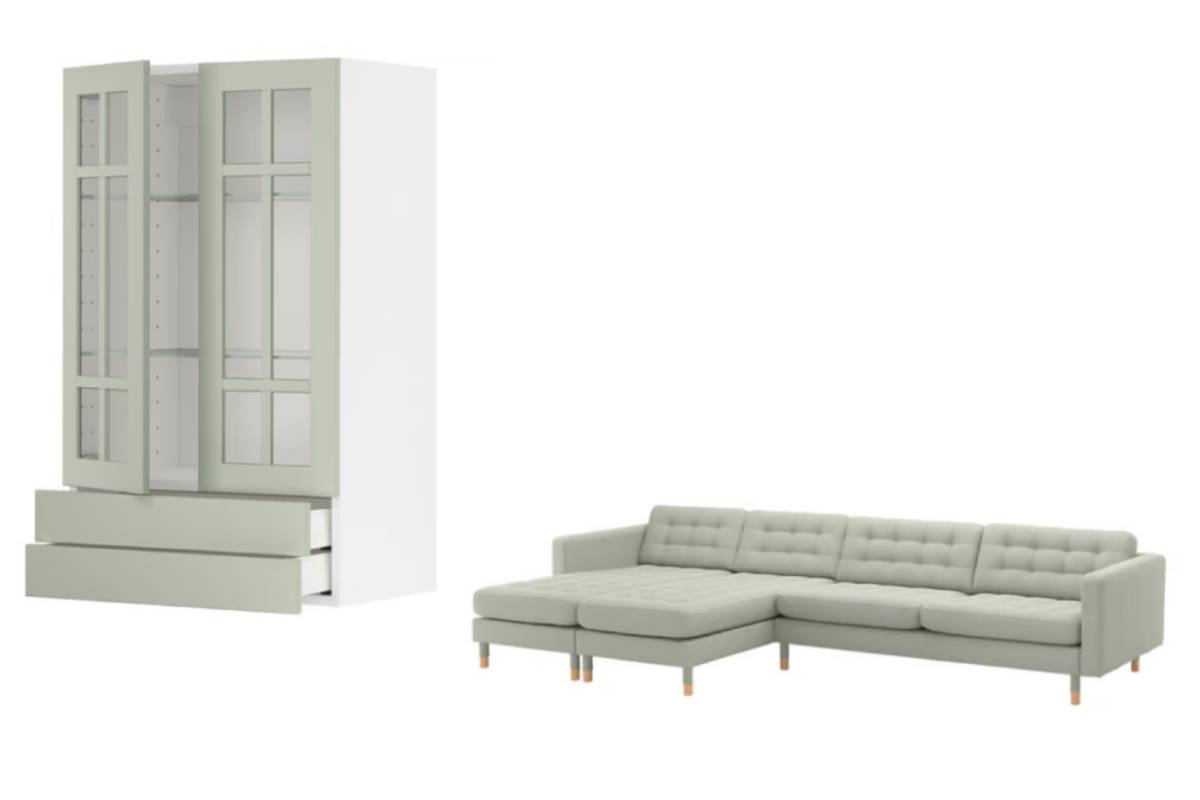 Il divano LANDSKRONA e pensile METOD/MAXIMERA, il verde salvia Ikea nel living