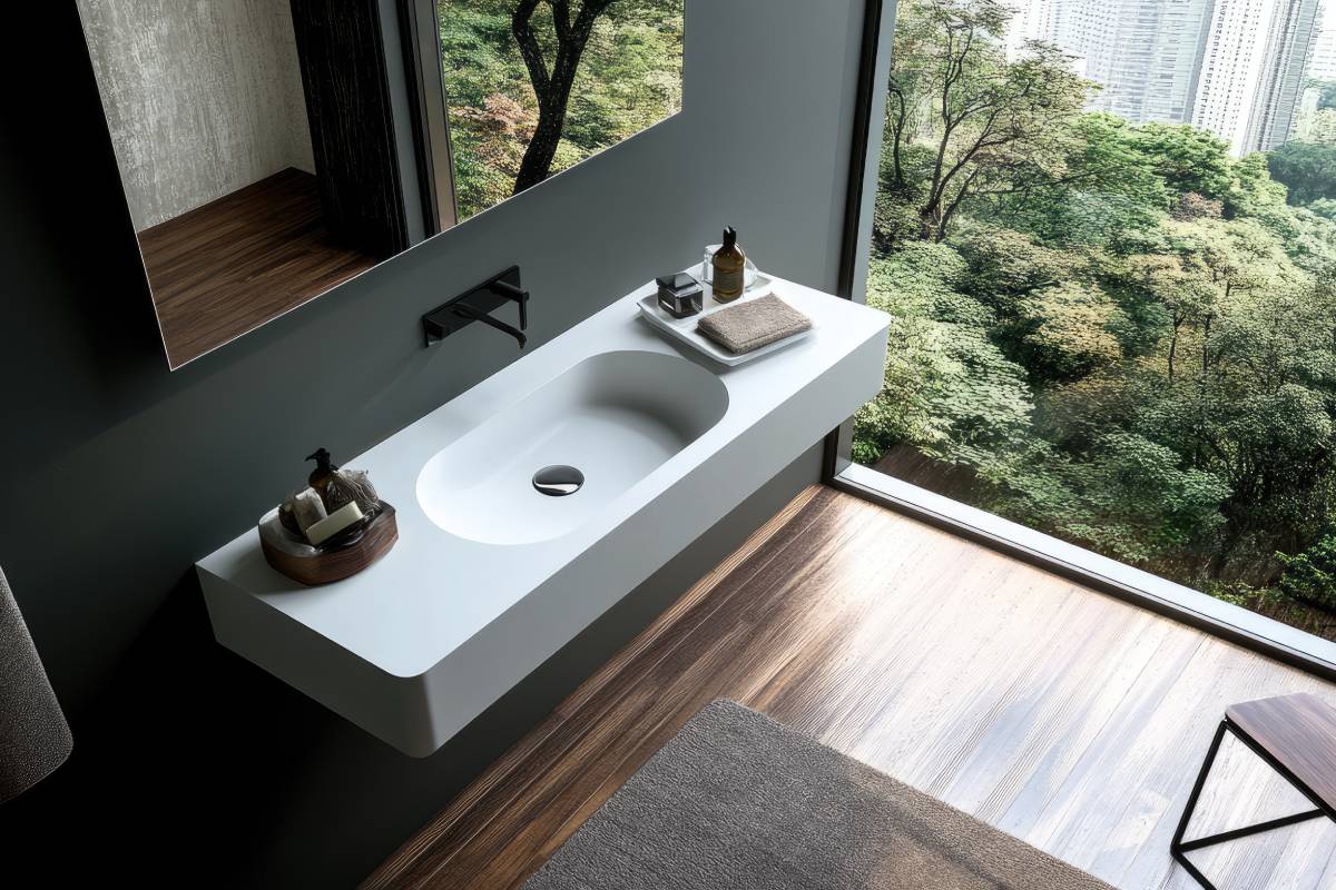 Lavabo bianco in corian
