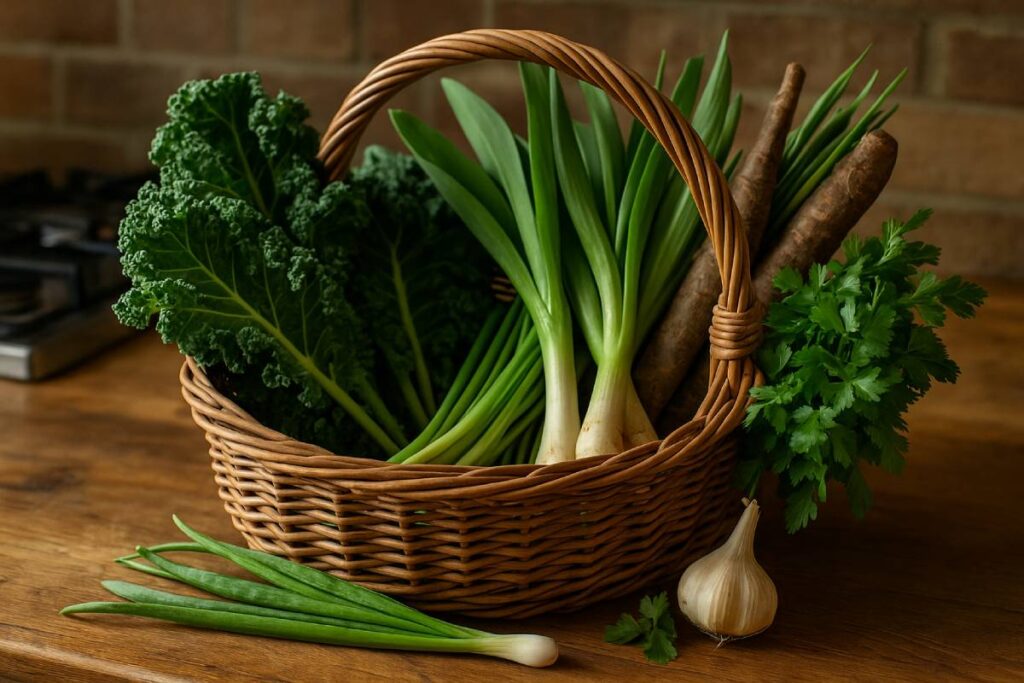 Cesto con ortaggi autunnali