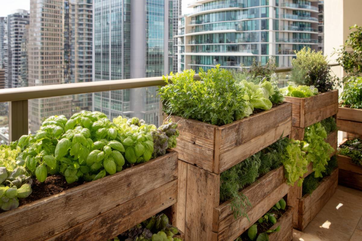 Orto su un balcone in città