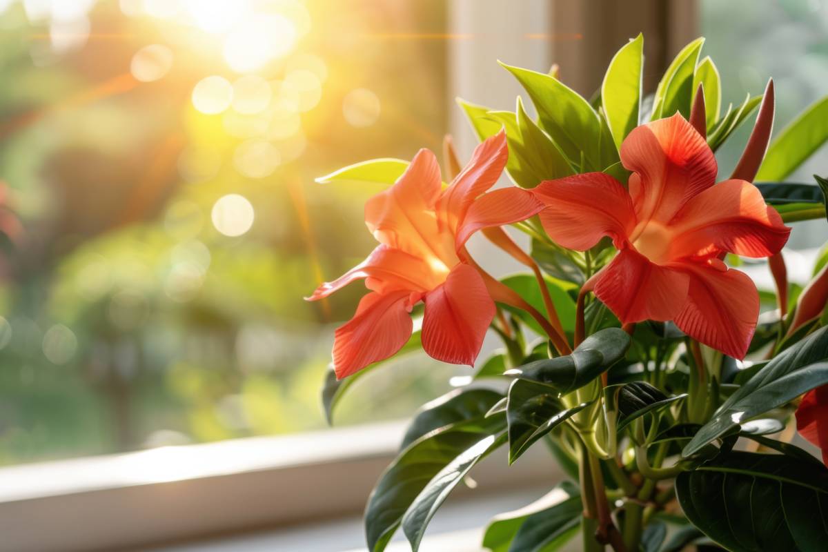 Dipladenia davanti alla finestra