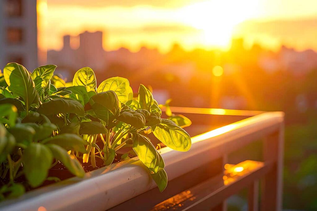 balcone in un mini orto autunnale