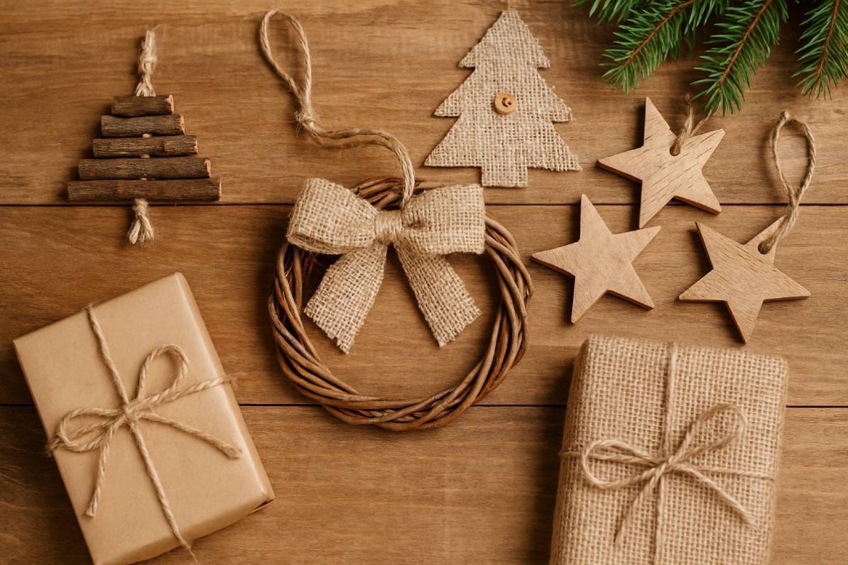 decorazioni di natale con materiali naturali