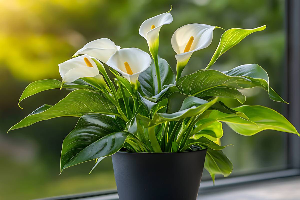 calla in inverno davanti alla finestra
