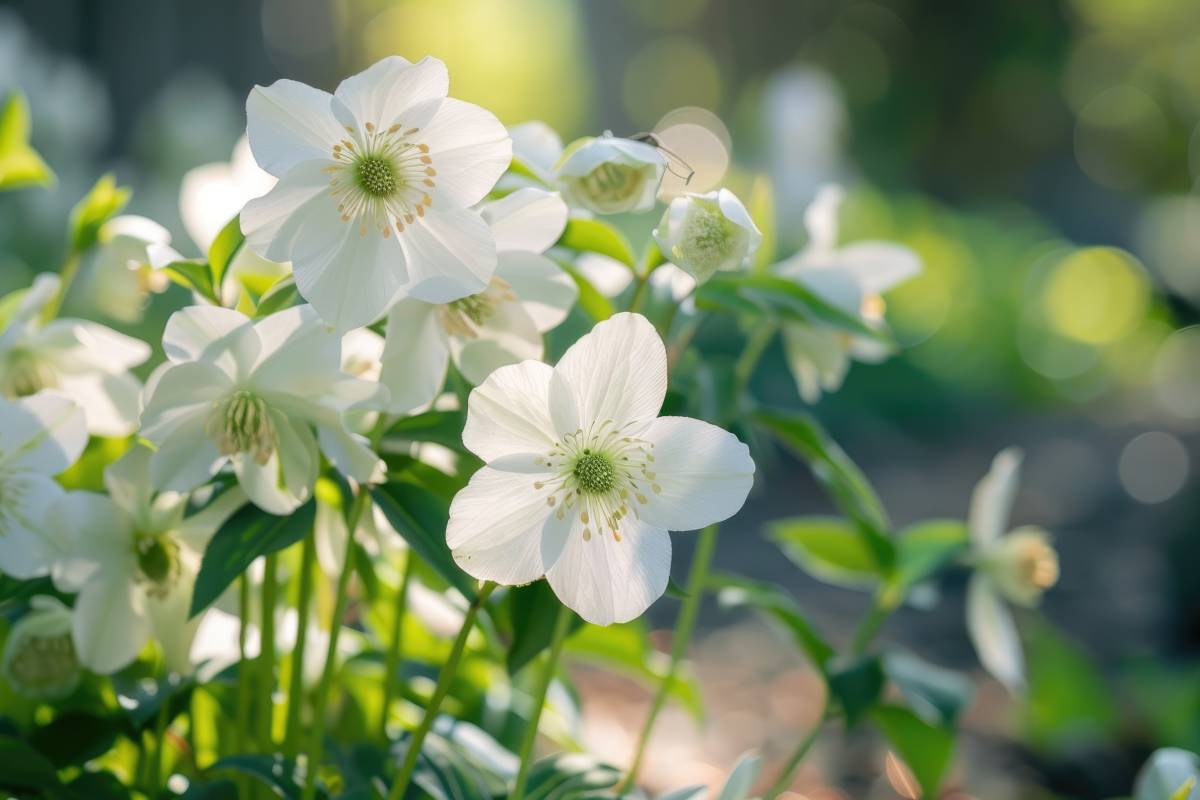 helleborus bianchi tra le fioriture stagionali