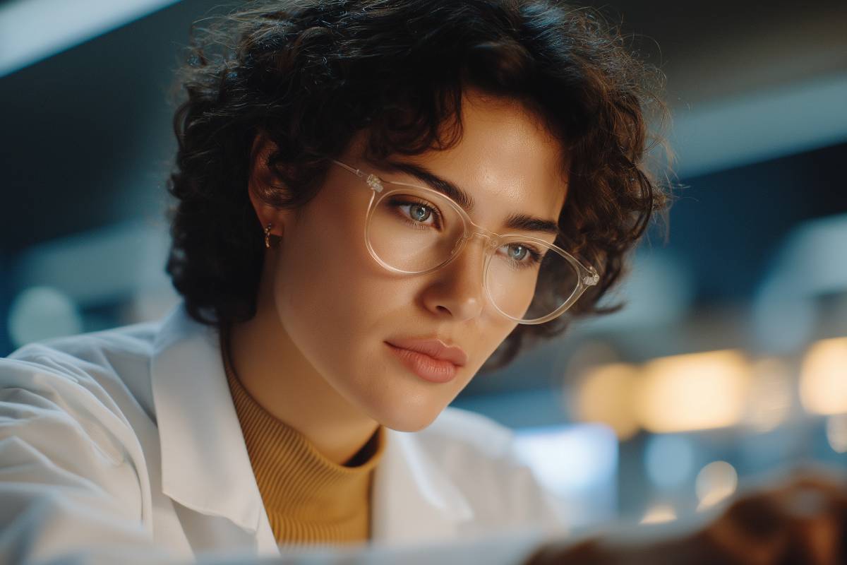 donna meticolosa al lavoro in laboratorio