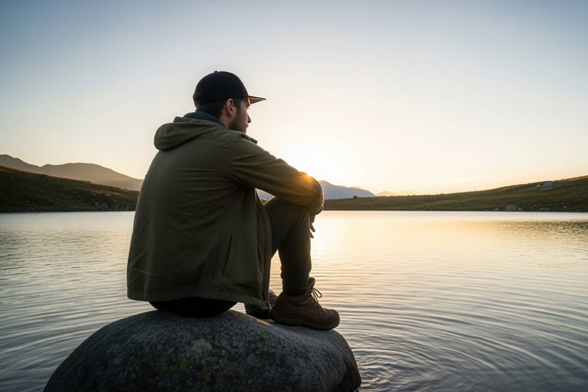 uomo che riflette guardando il mare
