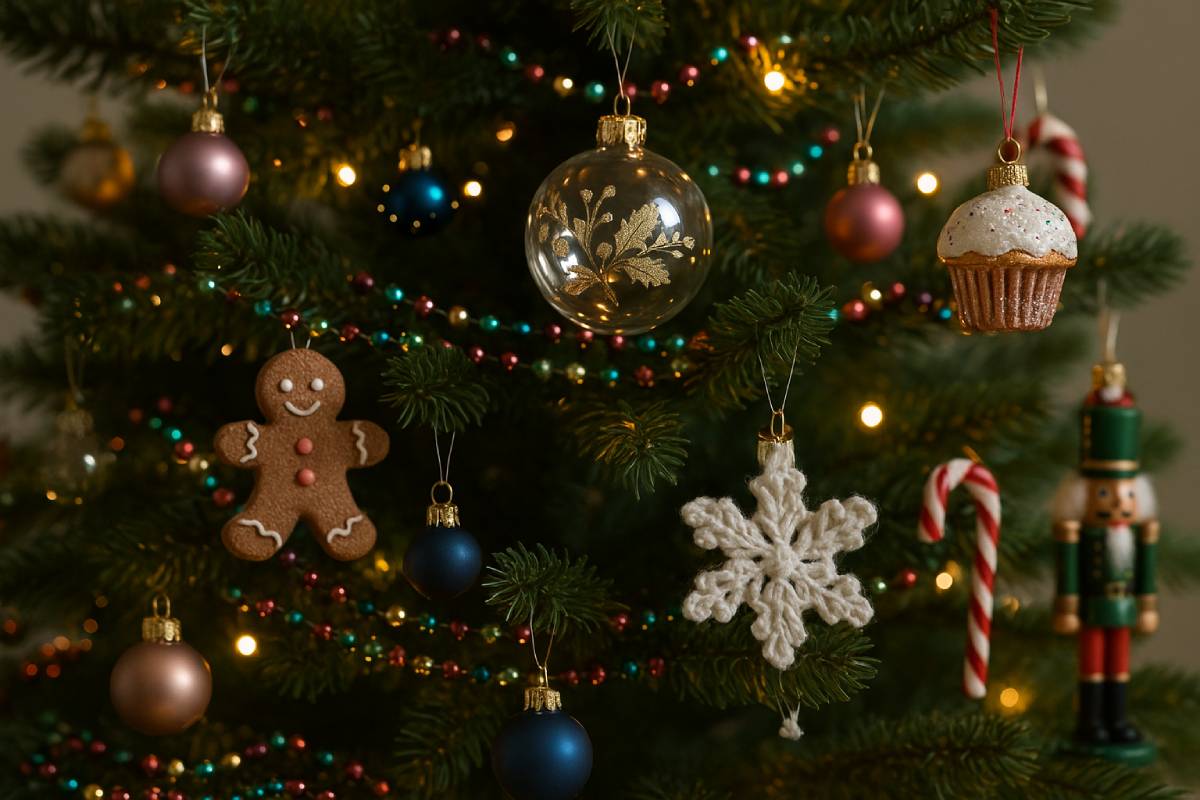 decorazioni per l'albero di natale 2025 in salotto 