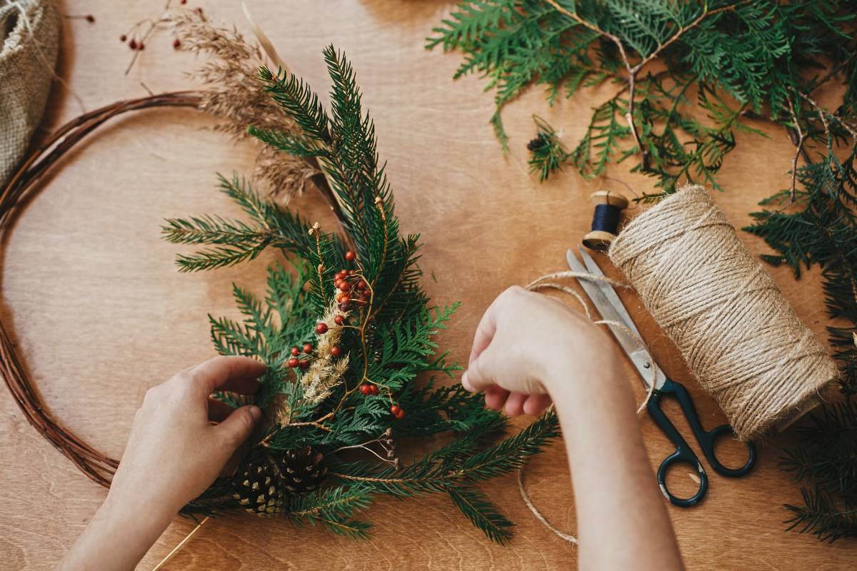 composizione della base della ghirlanda naturale
