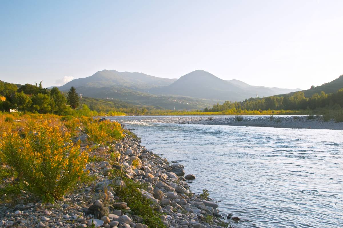 tramonto sul fiume trebbia